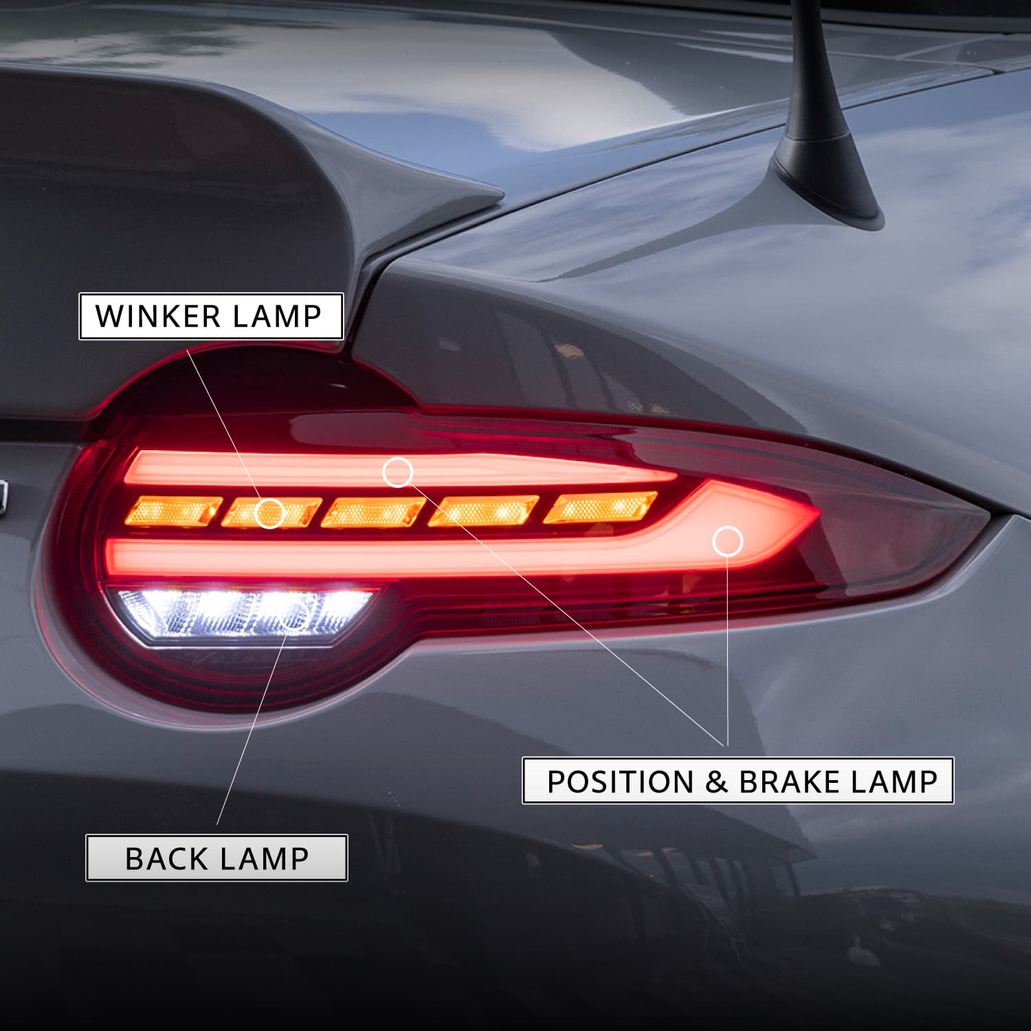 VALENTI JEWEL LED TAIL LAMP ULTRA RED LENS GLOSS BLACK FOR MAZDA ND ROADSTER TMNDRU-RG-2 