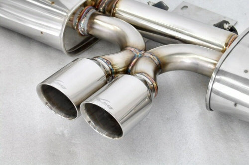 KREISSIEG FIRST CAT-BACK F1 SOUND EXHAUST SYSTEM WONDERWOLF VER. STAINLESS STEEL BILLET FLOATING CURL TAIL SANDBLASTED KSG LOGO MARK 6SP LATE MODEL FOR PORSCHE 987 CAYMAN KOUKI  P987CL-05-STAINLESSBILLET-6SP