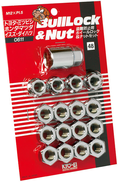 KYO-EI 21HEX 16 PIECES (NUTS 12 PIECES / LOCK 4) THROUGH TYPE BULL LOCK 0611 M12xP1.5 611