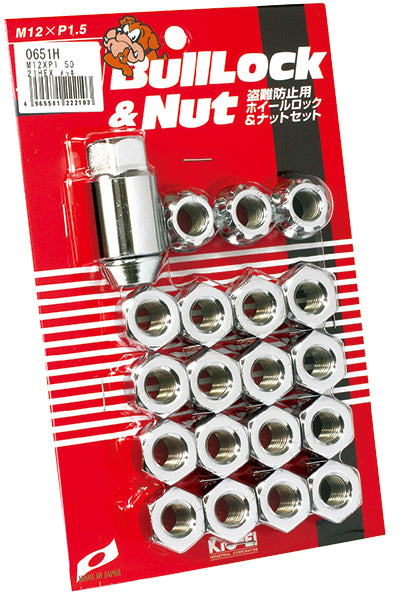 KYO-EI 21HEX 20 PIECES (NUTS 16 / LOCK 4) THROUGH TYPE BULL LOCK 0651H M12xP1.5 0651H