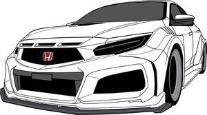 M&M HONDA HYPER WIDE BODY KIT TYPE MR01 MODEL FOR CIVIC FK8 FK7 01010-FK8-MR01