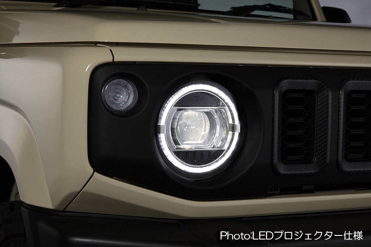 REVIER HEADLIGHT UNIT WITH BUILT-IN LED RING TYPE POSITION LED FOR SUZUKI JIMNY JB64W JB74W HL-SZ18-C-LED--Harness