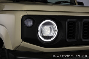 REVIER HEADLIGHT UNIT WITH BUILT-IN LED RING TYPE POSITION LED FOR SUZUKI JIMNY JB64W JB74W HL-SZ18-C-LED--Harness
