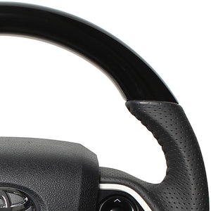 REAL ORIGINAL SERIES D SHAPE PIANO BLACK BLACK STITCH STEERING WHEEL FOR TOYOTA PRIUS 50  50-PBW-BK
