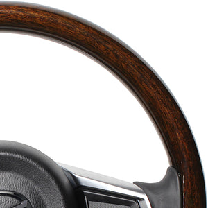 REAL ORIGINAL SERIES ALL WOOD ROUND SHAPE 16 DARK BROWN WOOD BLACK EURO STITCH STEERING WHEEL FOR MAZDA ROADSTER ND5RC  MZCW-BRW-BK