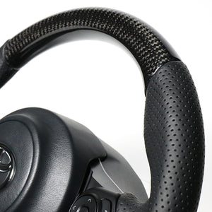 REAL ORIGINAL SERIES D SHAPE BLACK CARBON BLACK EURO STITCH STEERING WHEEL FOR SUBARU BRZ ZD8  GR-BKC-BK