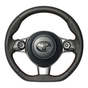 REAL ORIGINAL SERIES D SHAPE ALL LEATHER RED X BLACK EURO STITCH STEERING WHEEL FOR SUBARU BRZ ZD8  GR-LPB-RD