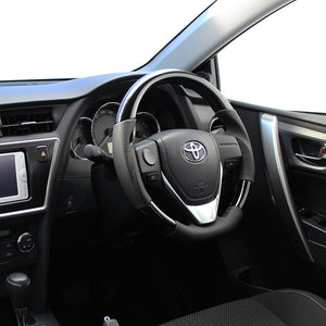 REAL ORIGINAL SERIES D SHAPE PIANO BLACK BLACK STITCH STEERING WHEEL FOR TOYOTA AURIS 180  E160-PBW-BK