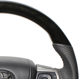 REAL ORIGINAL SERIES SOFT D SHAPE BLACK WOOD BLACK STITCH STEERING WHEEL FOR TOYOTA HARRIER 60  R80-BKW-BK