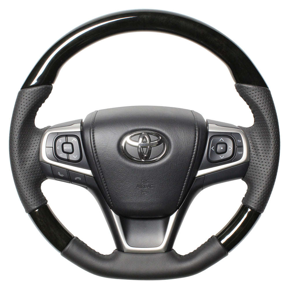 REAL ORIGINAL SERIES SOFT D SHAPE BLACK WOOD BLACK STITCH STEERING WHEEL FOR TOYOTA HARRIER 60  R80-BKW-BK