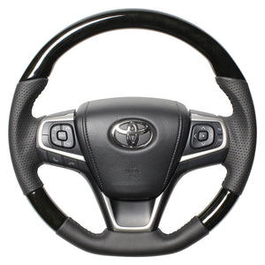 REAL ORIGINAL SERIES SOFT D SHAPE BLACK WOOD BLACK STITCH STEERING WHEEL FOR TOYOTA HARRIER 60  R80-BKW-BK