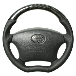REAL ORIGINAL SERIES C SHAPE BLACK CARBON BLACK EURO STITCH STEERING WHEEL FOR TOYOTA IPSUM 20 : KOUKI  H200-BKC-BK