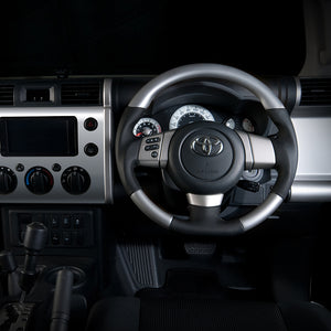 REAL ORIGINAL SERIES SOFT D SHAPE SILVER SILVER STITCH STEERING WHEEL FOR TOYOTA FJ CRUISER GSJ15W FJ-SLW-SL