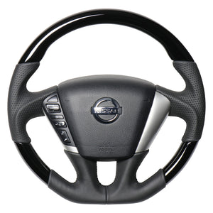 REAL ORIGINAL SERIES SOFT D SHAPE PIANO BLACK BLACK EURO STITCH STEERING WHEEL FOR NISSAN MURANO Z51  NSC-PBW-BK
