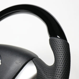 REAL ORIGINAL SERIES SOFT D SHAPE PIANO BLACK BLACK EURO STITCH STEERING WHEEL FOR NISSAN MURANO Z51  NSC-PBW-BK