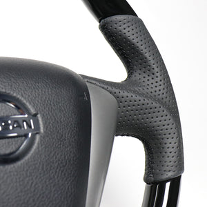 REAL ORIGINAL SERIES SOFT D SHAPE PIANO BLACK BLACK EURO STITCH STEERING WHEEL FOR NISSAN MURANO Z51  NSC-PBW-BK