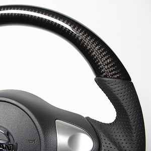 REAL ORIGINAL SERIES D SHAPE BLACK CARBON BLACK EURO STITCH STEERING WHEEL FOR NISSAN JUKE F15 NSB-BKC-BK