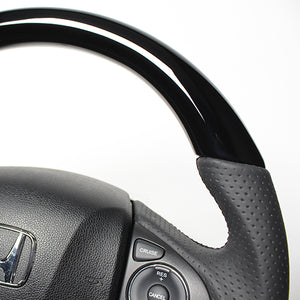 REAL ORIGINAL SERIES SOFT D SHAPE PIANO BLACK BLACK EURO STITCH STEERING WHEEL FOR HONDA FIT GP5 6 GK3~6  HNA-PBW-BK