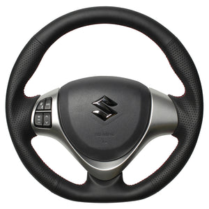 REAL ORIGINAL SERIES SOFT D SHAPE ALL LEATHER RED X BLACK EURO STITCH STEERING WHEEL FOR SUZUKI SPACIA CUSTOM MK32S MK42S  MR31-LPB-RD