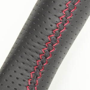 REAL ORIGINAL SERIES SOFT D SHAPE ALL LEATHER RED X BLACK EURO STITCH STEERING WHEEL FOR SUZUKI SPACIA CUSTOM MK32S MK42S  MR31-LPB-RD