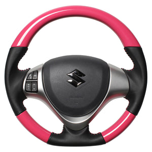 REAL ORIGINAL SERIES SOFT D SHAPE CANDY PINK PINK STITCH STEERING WHEEL FOR SUZUKI HUSTLER MR31S MR41S  MR31-PCW-PC