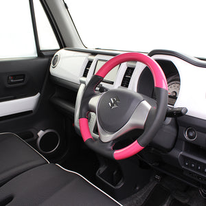 REAL ORIGINAL SERIES SOFT D SHAPE CANDY PINK PINK STITCH STEERING WHEEL FOR SUZUKI HUSTLER MR31S MR41S  MR31-PCW-PC