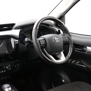 REAL ORIGINAL SERIES SOFT D SHAPE BLACK CARBON BLACK STITCH STEERING WHEEL FOR TOYOTA HILUX GUN125 N125-BKC-BK