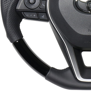 REAL PREMIUM SERIES SOFT D SHAPE PIANO BLACK BLACK EURO STITCH STEERING WHEEL FOR TOYOTA RAV4 50 NOT PHV TYAP-PBW
