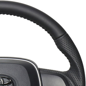 REAL ORIGINAL SERIES SOFT D SHAPE ALL LEATHER BLACK STITCH STEERING WHEEL FOR TOYOTA COROLLA SPORT 210  TYA-LPB