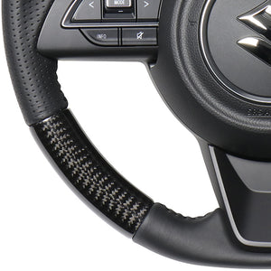 REAL ORIGINAL SERIES SOFT D SHAPE BLACK CARBON BLACK STITCH STEERING WHEEL FOR SUZUKI JIMNY SIERRA JB74W  SZB-BKC-BK