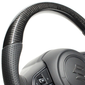 REAL ORIGINAL SERIES SOFT D SHAPE BLACK CARBON BLACK STITCH STEERING WHEEL FOR SUZUKI JIMNY SIERRA JB74W  SZB-BKC-BK