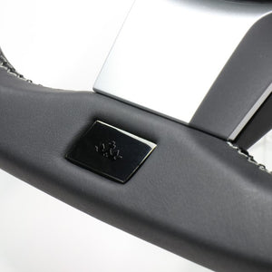 REAL ORIGINAL SERIES EMBLEM TYPE D SHAPE BLACK CARBON SILVER X BLACK EURO STITCH STEERING WHEEL FOR TOYOTA GR86 ZN8  GRM-BKC-SL