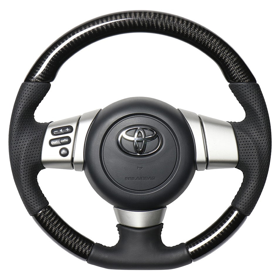 REAL ORIGINAL SERIES SOFT D SHAPE BLACK CARBON BLACK STITCH STEERING WHEEL FOR TOYOTA FJ CRUISER GSJ15W FJ-BKC-BK