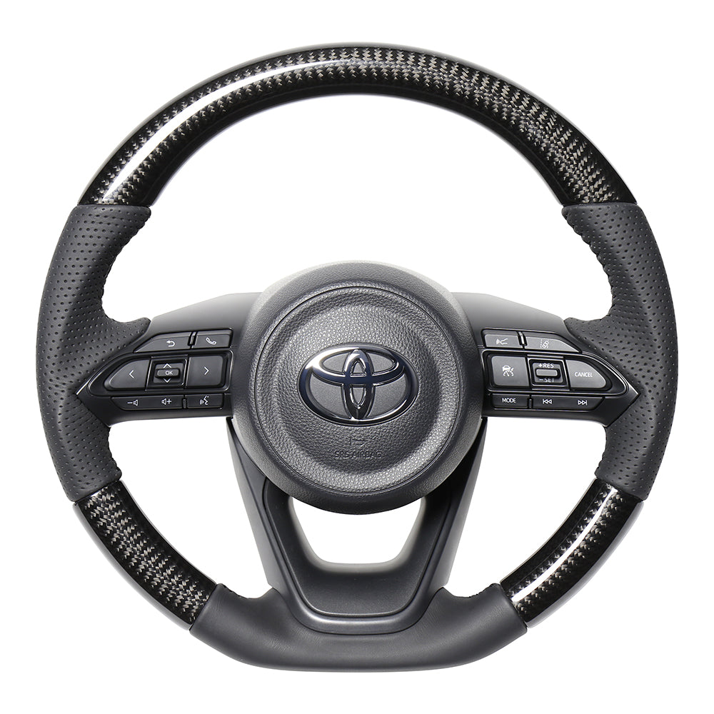 REAL ORIGINAL SERIES D SHAPE BLACK CARBON BLACK STITCH STEERING WHEEL FOR TOYOTA YARIS CROSS GR SPORT MXPJ10 MXPB10  TYJ-BKC