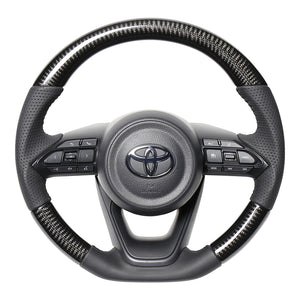 REAL ORIGINAL SERIES D SHAPE BLACK CARBON BLACK STITCH STEERING WHEEL FOR TOYOTA YARIS CROSS GR SPORT MXPJ10 MXPB10  TYJ-BKC