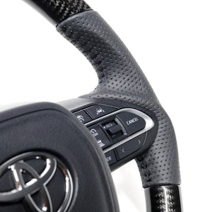 REAL ORIGINAL SERIES D SHAPE BLACK CARBON BLACK STITCH STEERING WHEEL FOR TOYOTA VOXY 90  TYK-BKC