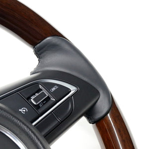 REAL ORIGINAL SERIES ALL WOOD ROUND SHAPE 16 DARK BROWN WOOD BLACK EURO STITCH STEERING WHEEL FOR SUZUKI JIMNY SIERRA JB74W  SZBW-BRW-BK