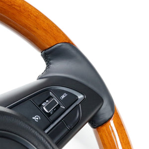 REAL ORIGINAL SERIES ALL WOOD ROUND SHAPE 05 LIGHT BROWN WOOD BLACK EURO STITCH STEERING WHEEL FOR SUZUKI JIMNY SIERRA JB74W  SZBW-LBW-BK