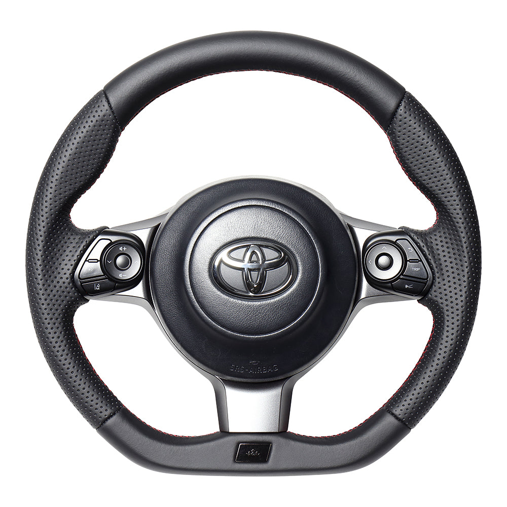 REAL ORIGINAL SERIES EMBLEM TYPE D SHAPE ALL LEATHER RED X BLACK EURO STITCH STEERING WHEEL FOR TOYOTA HARRIER GR SPORT 60  GRM-LPB-RD