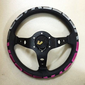 CAR MAKE T&E VERTEX STEERING WHEEL "VERTEX 1996 PINK" 90MMDEEP 33Φ FOR  CARMAKETE-02032 - Black Hawk Japan