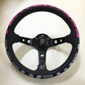 CAR MAKE T&E VERTEX STEERING WHEEL "VERTEX 1996 PINK" 90MMDEEP 33Φ FOR  CARMAKETE-02032 - Black Hawk Japan