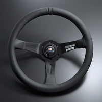 MOMO FORTUNE FULL SPEED 328D 90 BLACK LEATHER BLACK SPOKE BLACK TOP STEERING WHEEL MOMO-00011