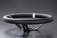 MOMO FORTUNE FULL SPEED 328D 90 BLACK LEATHER BLACK SPOKE WHITE TOP STEERING WHEEL MOMO-00013