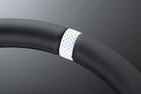 MOMO FORTUNE FULL SPEED 328D 90 BLACK LEATHER BLACK SPOKE WHITE TOP STEERING WHEEL MOMO-00013