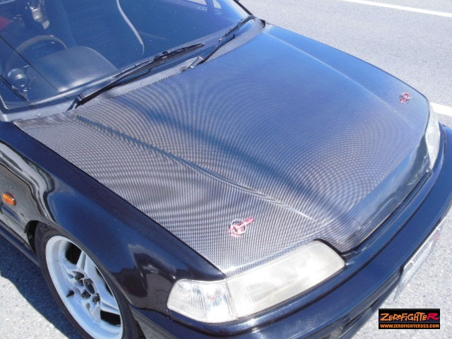 ZEROFIGHTER LIGHTWEIGHT CARBON BONNET HOOD For CIVIC EF9 ZEROF-00407 - Black Hawk Japan