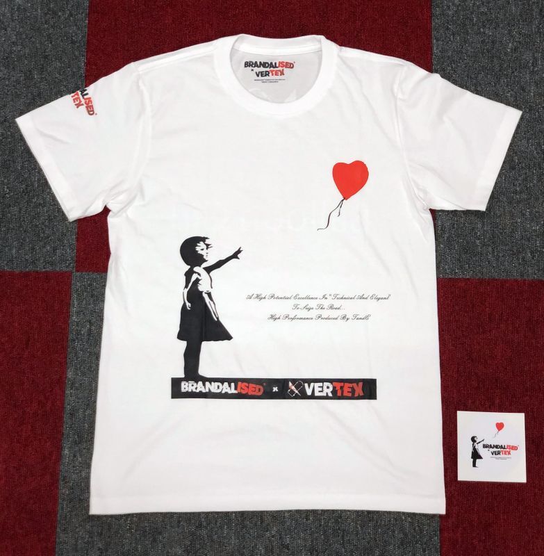 CAR MAKE T&E BRANDALISED X VERTEX BALLOON GIRL TEE (BALLOON AND GIRL: BANKSY GRAFFITI ART) L (WIDTH: 50.8CM LENGTH: 72.4CM) BANKSY-02 FOR  CARMAKETE-00134