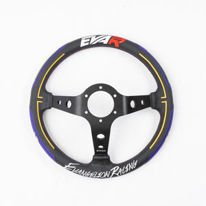 CAR MAKE T&E EVANGELION RACING STEERING WHEEL 01 TEST TYPE [WORLD LIMITED 300] VERTEX X ORE DA X EVANGELION STE-EVA01 FOR  CARMAKETE-00006 - Black Hawk Japan