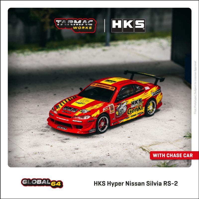 CAR MAKE T&E 1:64 VERTEX RIDGE S15 SILVIA HKS HYPER NISSAN SILVIA RS-2 (D1 SPEC) TARMAC WORKS DIECAST T64G-TL023-HKS FOR  CARMAKETE-00015