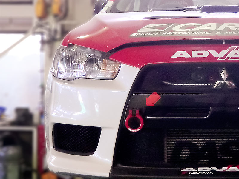 OKUYAMA FLIP-UP TOWING HOOK FRONT RED For LANCER EVO.X CZ4A 301-030-0