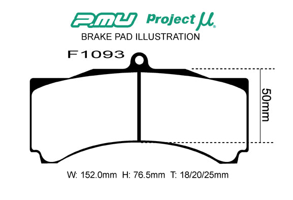 PROJECT MU BRAKE PADS TYPE PS FOR APCP3894D51 FOR  F1093-TYPE-PS